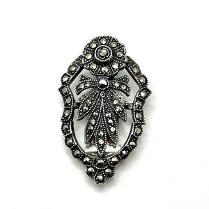 Gorgeous Vintage Sterling Silver  Art Deco Marcasite Dress Clip